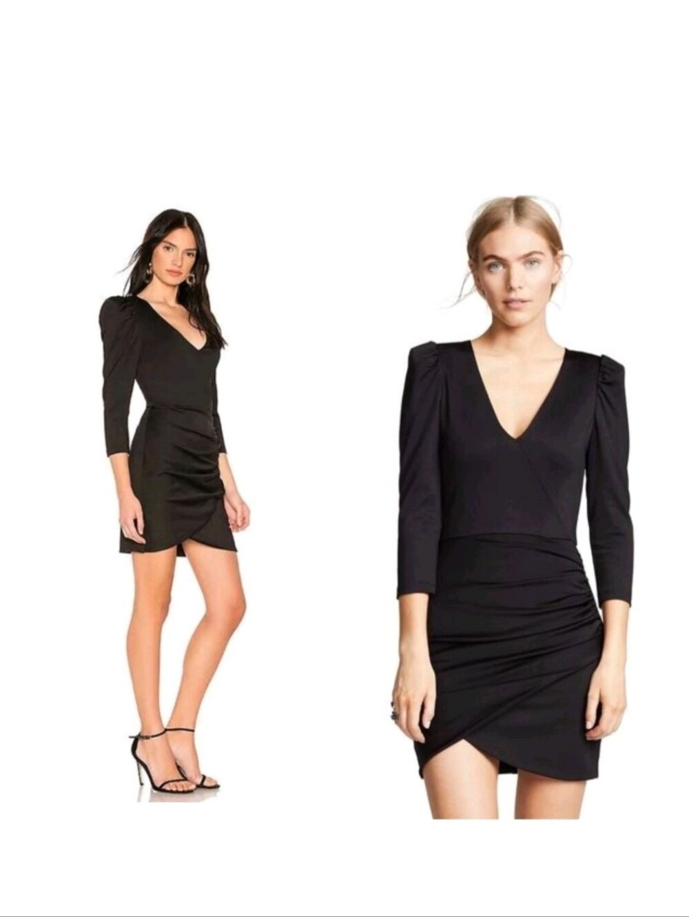 Alice + Olivia Judy Ruched Puff-Sleeve Dress Size 0